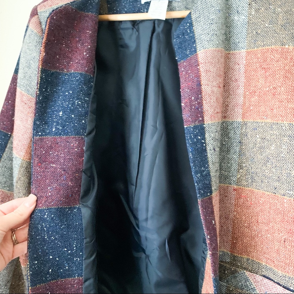 Vintage Wool Blend Patchwork Blazer Shacket Coat - Picture 8 of 12